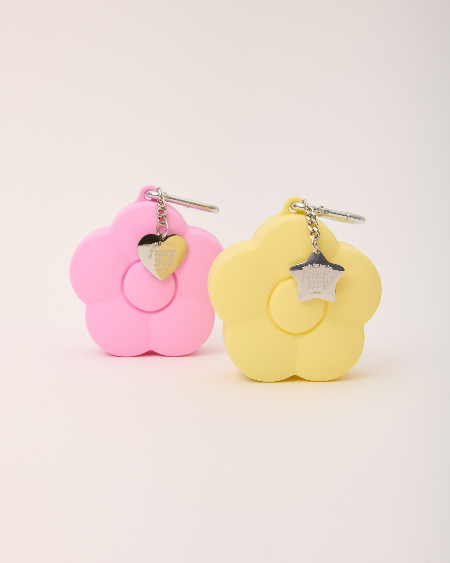 Fuzzboy Originals – Silicone Flower Dog Treat Pouch Keychain – Yellow