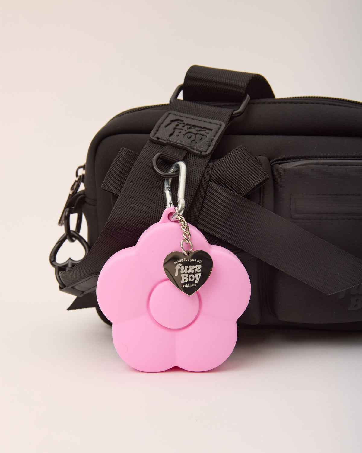 Fuzzboy Originals – Silicone Flower Dog Treat Pouch Keychain – Pink