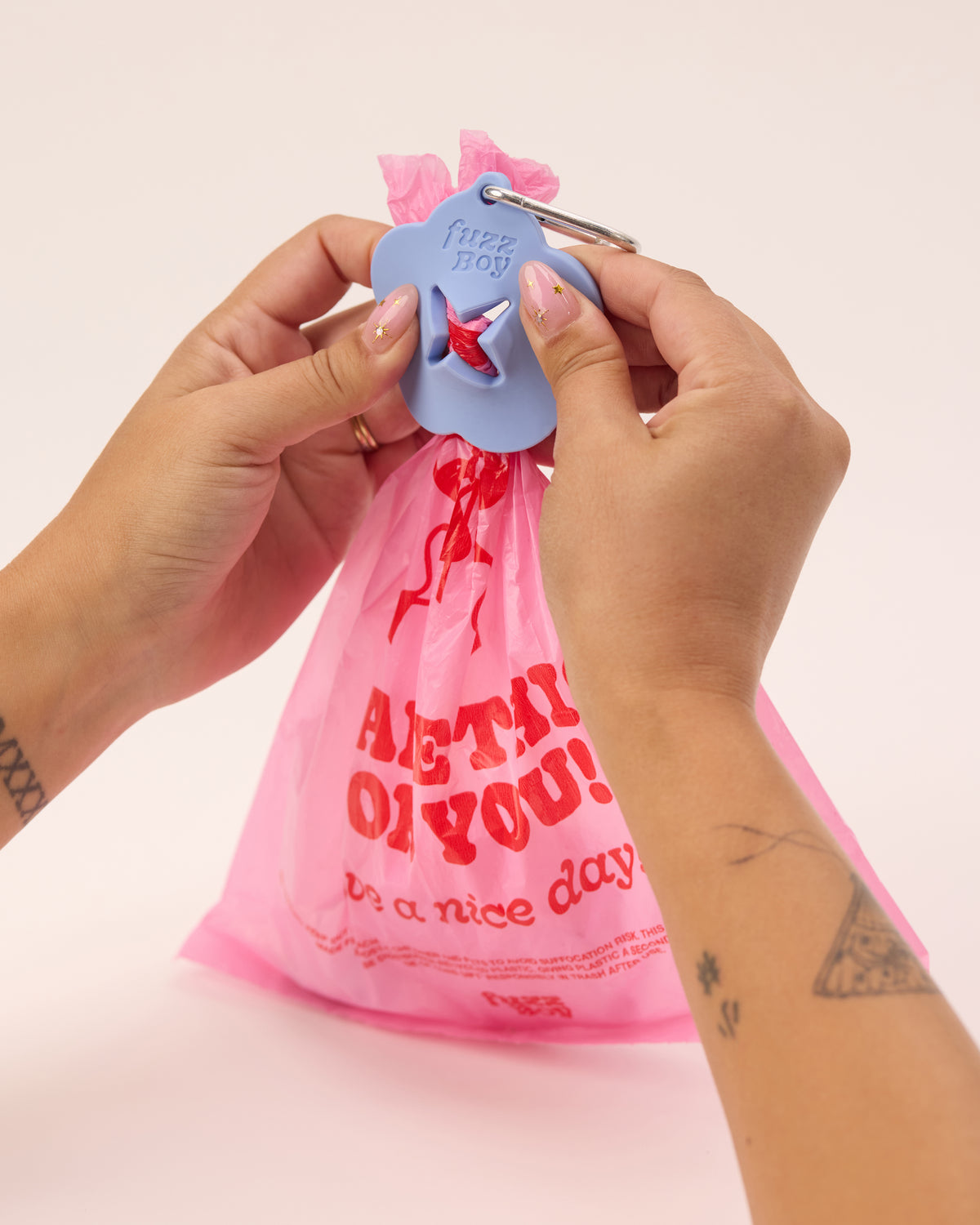 Fuzzboy Originals – Flower Bag Charm – Hands-Free Poop Bag Carrier