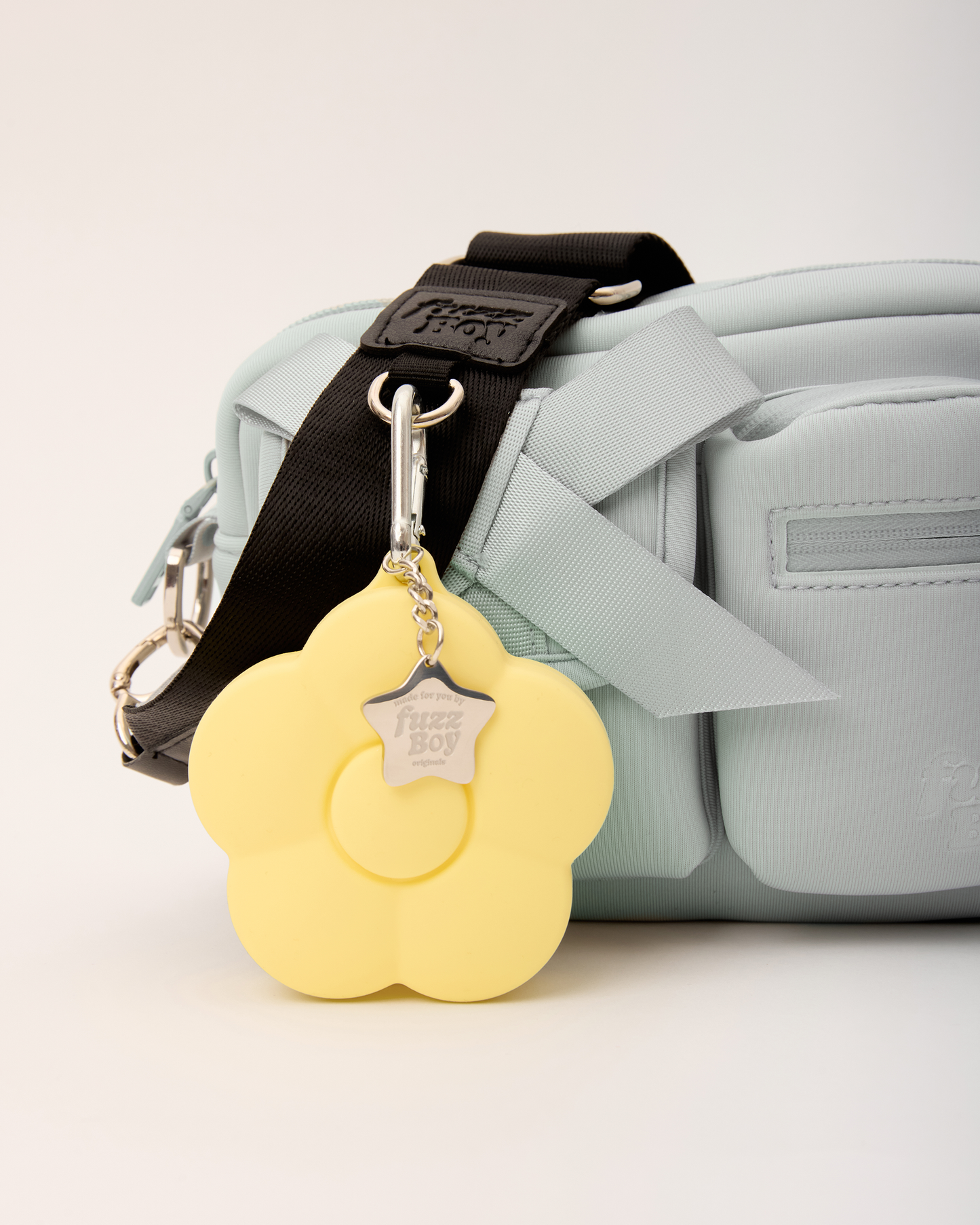 Fuzzboy Originals – Silicone Flower Dog Treat Pouch Keychain – Yellow